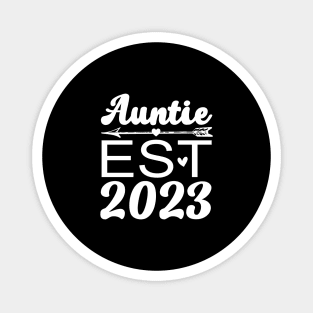Auntie Est 2023 Funny Colorful Aunties Saying Tee for Women Magnet